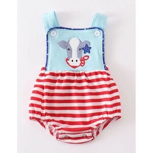 Boys‎ 4th Of July Cow Applique Bubble Romper 12M Patriotic